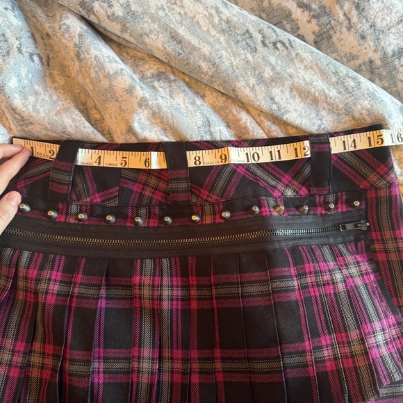 VTG Lip Service Plaid Skirt Sz M (?) Mall Goth Scene Emo Punk Pleated Grommet - Picture 14 of 16